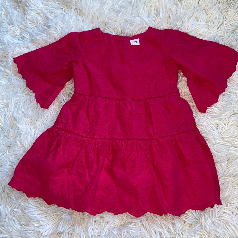 Gap Girls 3T Kids Pink Eyelet Bell Sleeve Dress